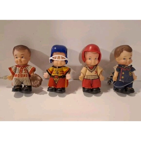 Uneeda Other - Uneeda PeeWees Pocket Boy Dolls Sports 4 Vintage 1966 Hee Wee 3.5"